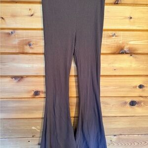 Aerie Chocolate Ribbed Flare Pants